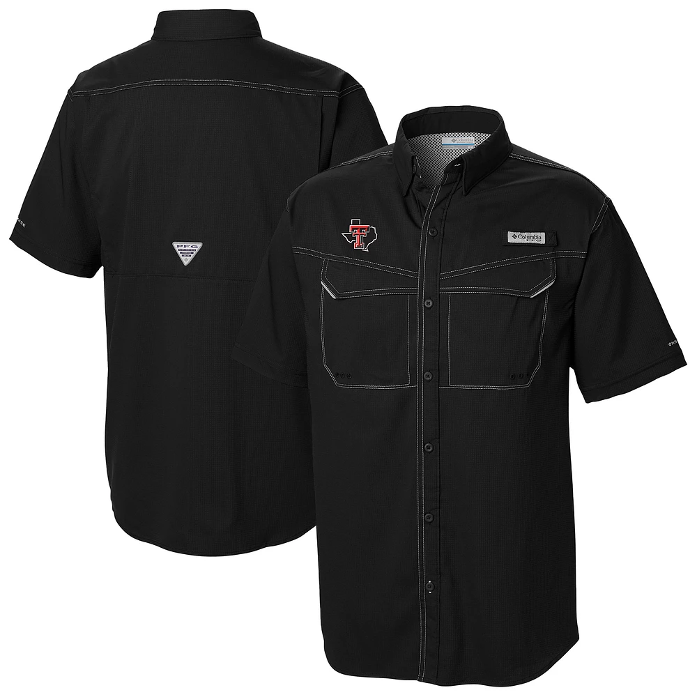 Men's Columbia Black Texas Tech Red Raiders Low Drag Offshore Omni-Wick Button-Up Shirt