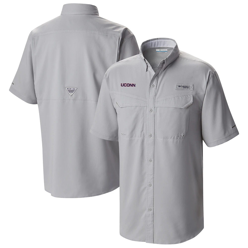 Men's Columbia Gray UConn Huskies Low Drag Offshore Omni-Wick Button-Up Shirt