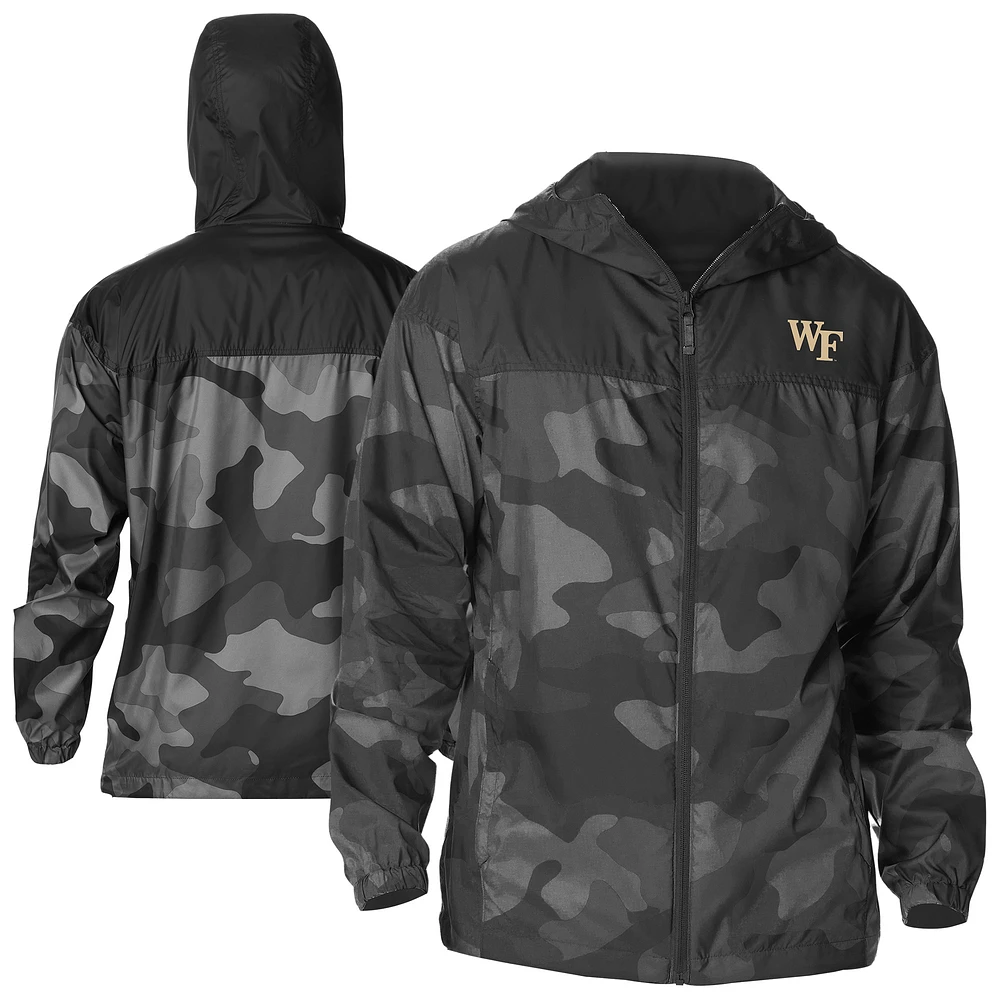 Men's Columbia Black Wake Forest Demon Deacons Flash Challenger Novelty Omni-Tech Full-Zip Windbreaker Jacket