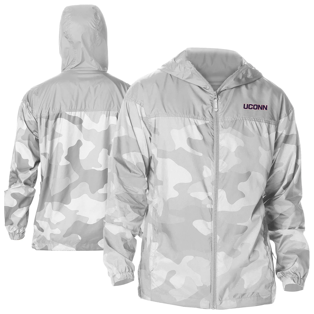 Men's Columbia Gray UConn Huskies Flash Challenger Novelty Omni-Tech Full-Zip Windbreaker Jacket
