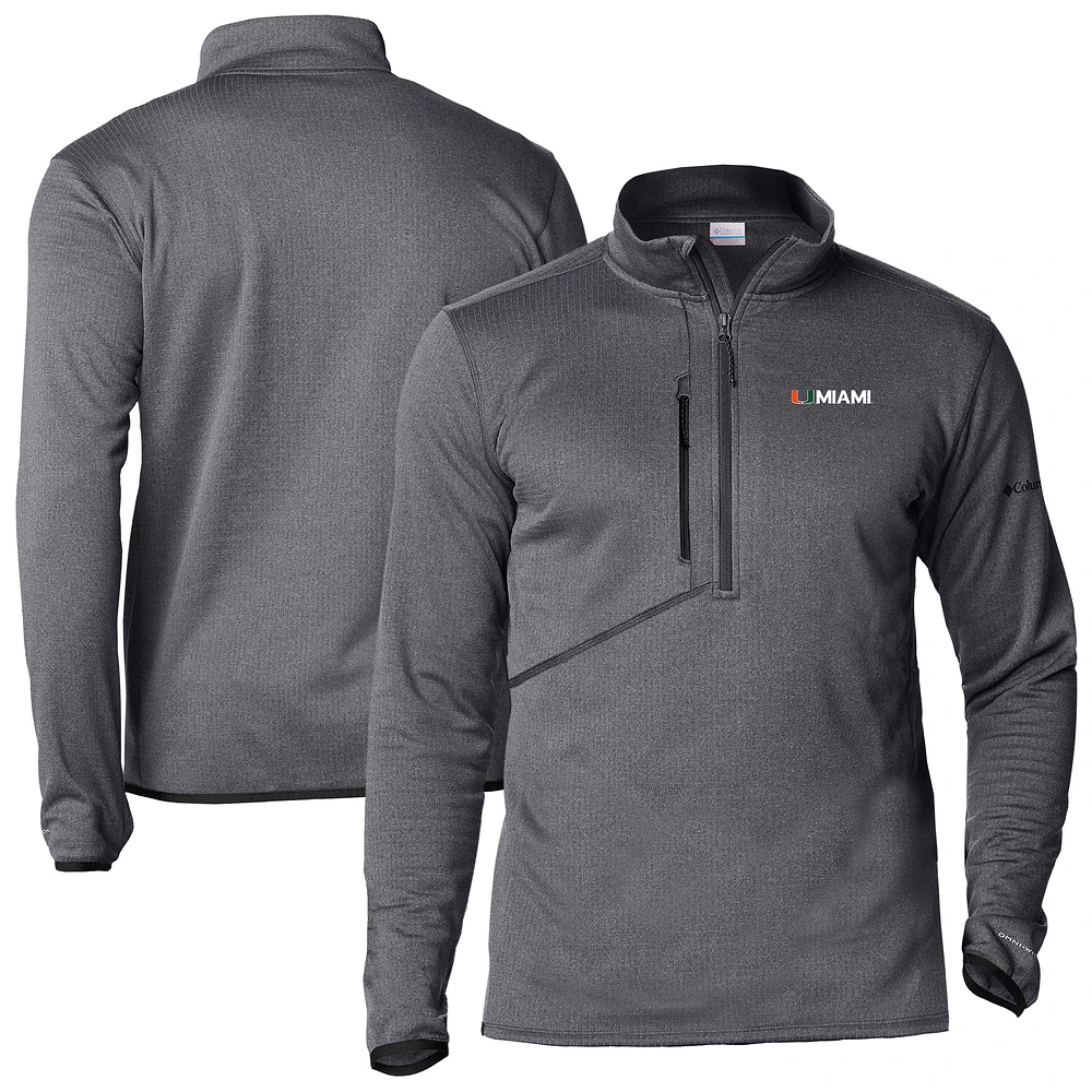 Men's Columbia Charcoal Miami Hurricanes Park View Fleece Omni-Wick Half-Zip Pullover