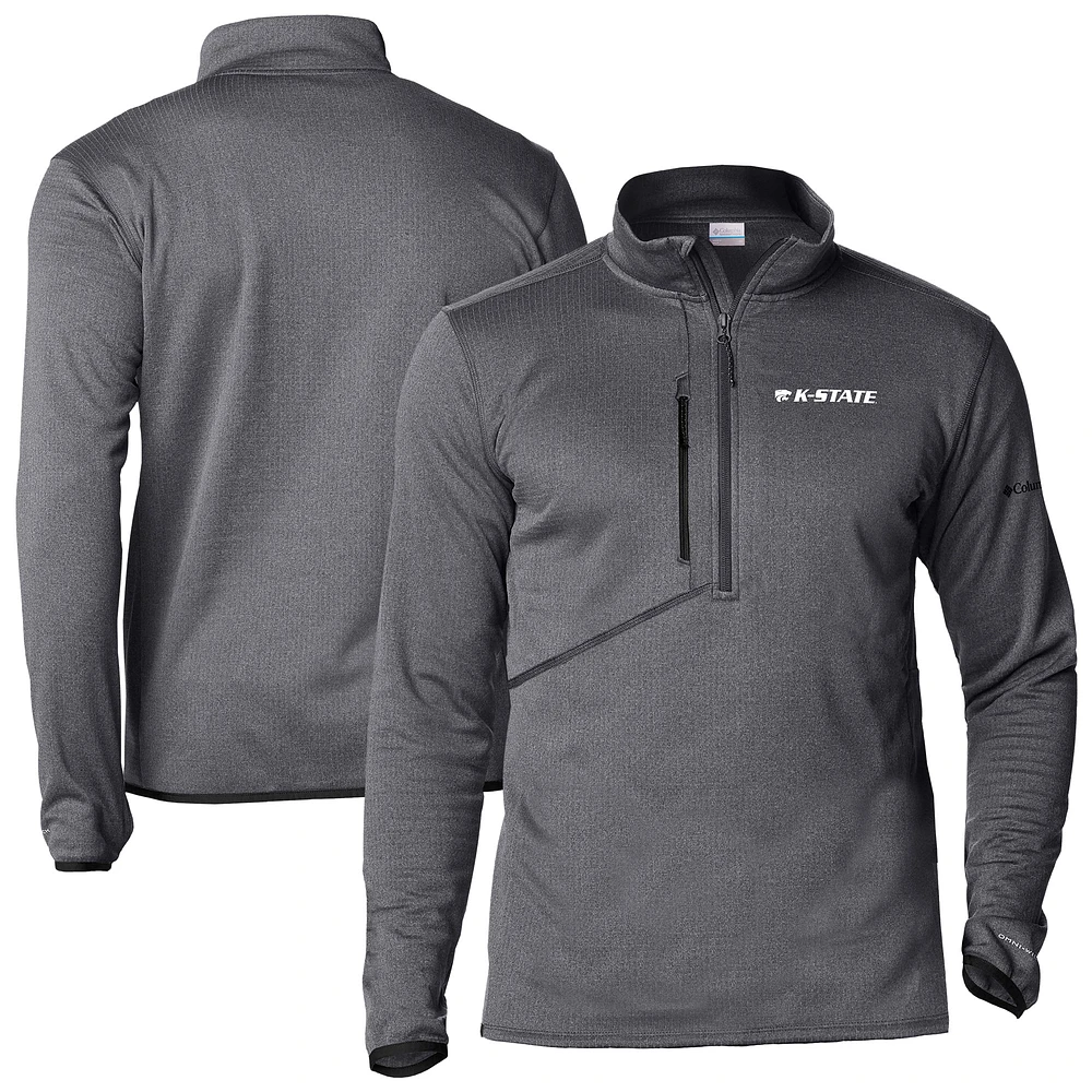 Men's Columbia Charcoal Kansas State Wildcats Park View Fleece Omni-Wick Half-Zip Pullover