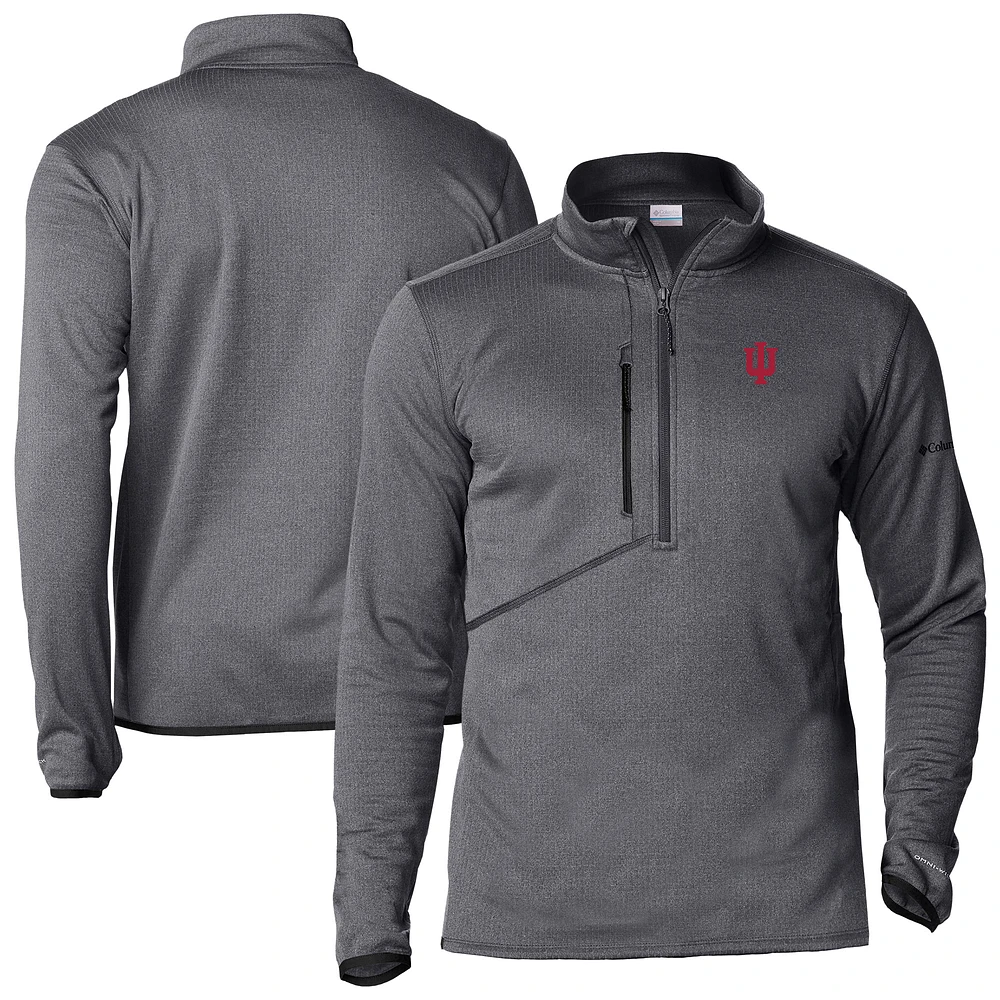 Men's Columbia Charcoal Indiana Hoosiers Park View Fleece Omni-Wick Half-Zip Pullover