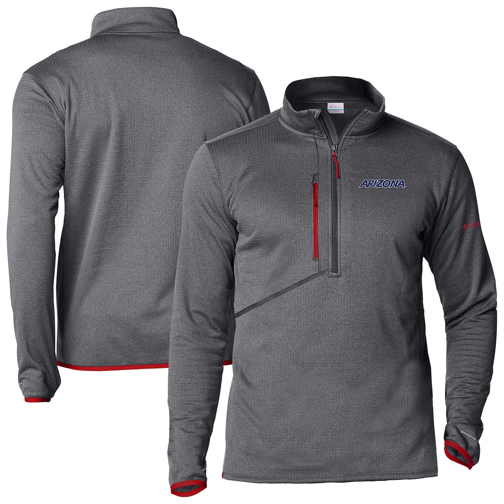 Men's Columbia Charcoal Arizona Wildcats Park View Fleece Omni-Wick Half-Zip Pullover