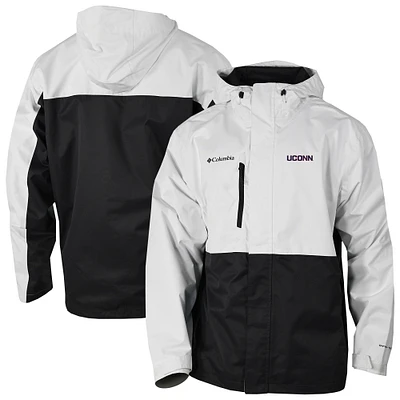Men's Columbia White/Black UConn Huskies Hikebound Omni-Tech Full-Zip Rain Jacket