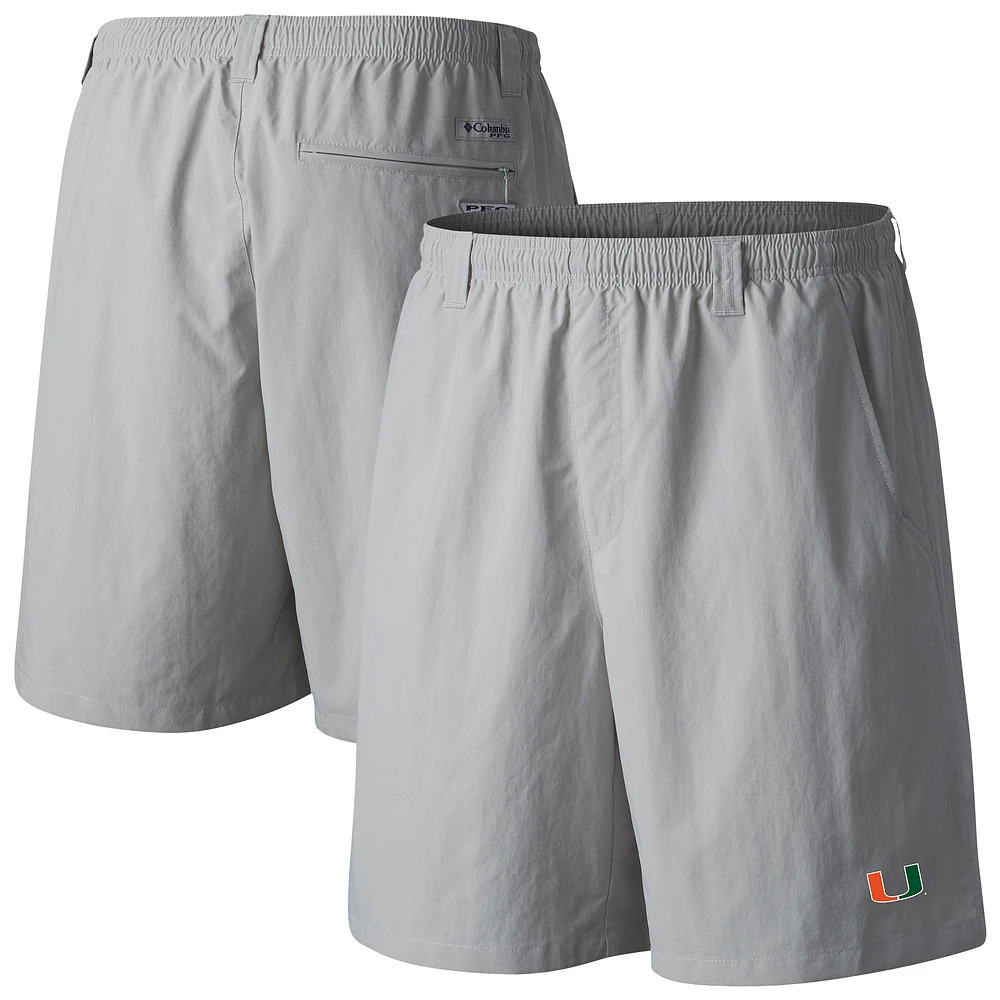 Men's Columbia Gray Miami Hurricanes PFG Backcast III Water Shorts