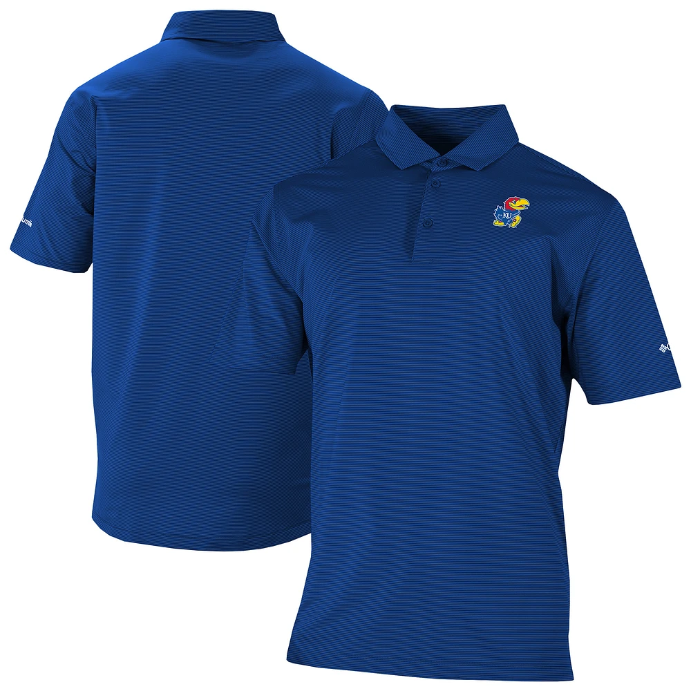 Men's Columbia Blue Kansas Jayhawks Double Hit Polo