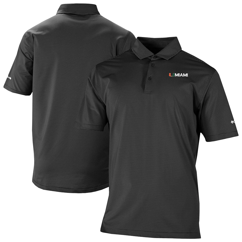 Men's Columbia Black Miami Hurricanes Double Hit Polo