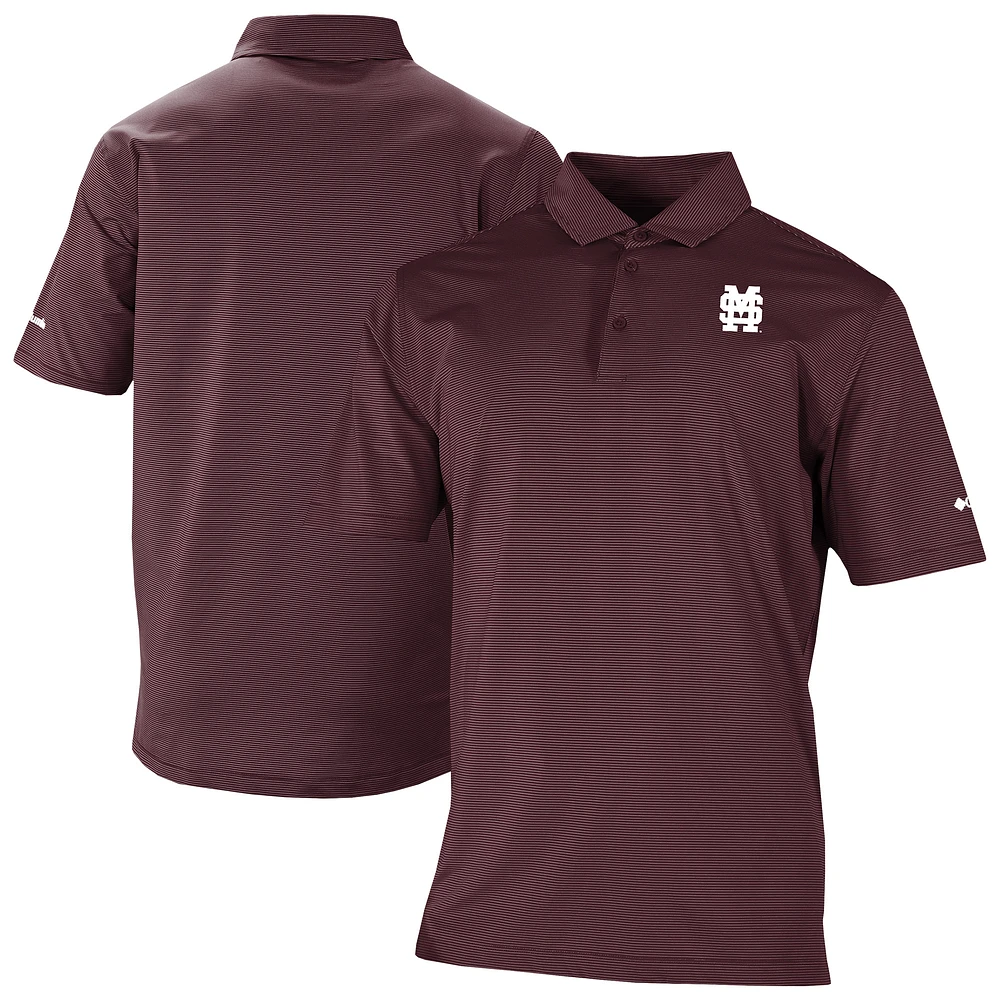 Men's Columbia Maroon Mississippi State Bulldogs Double Hit Polo