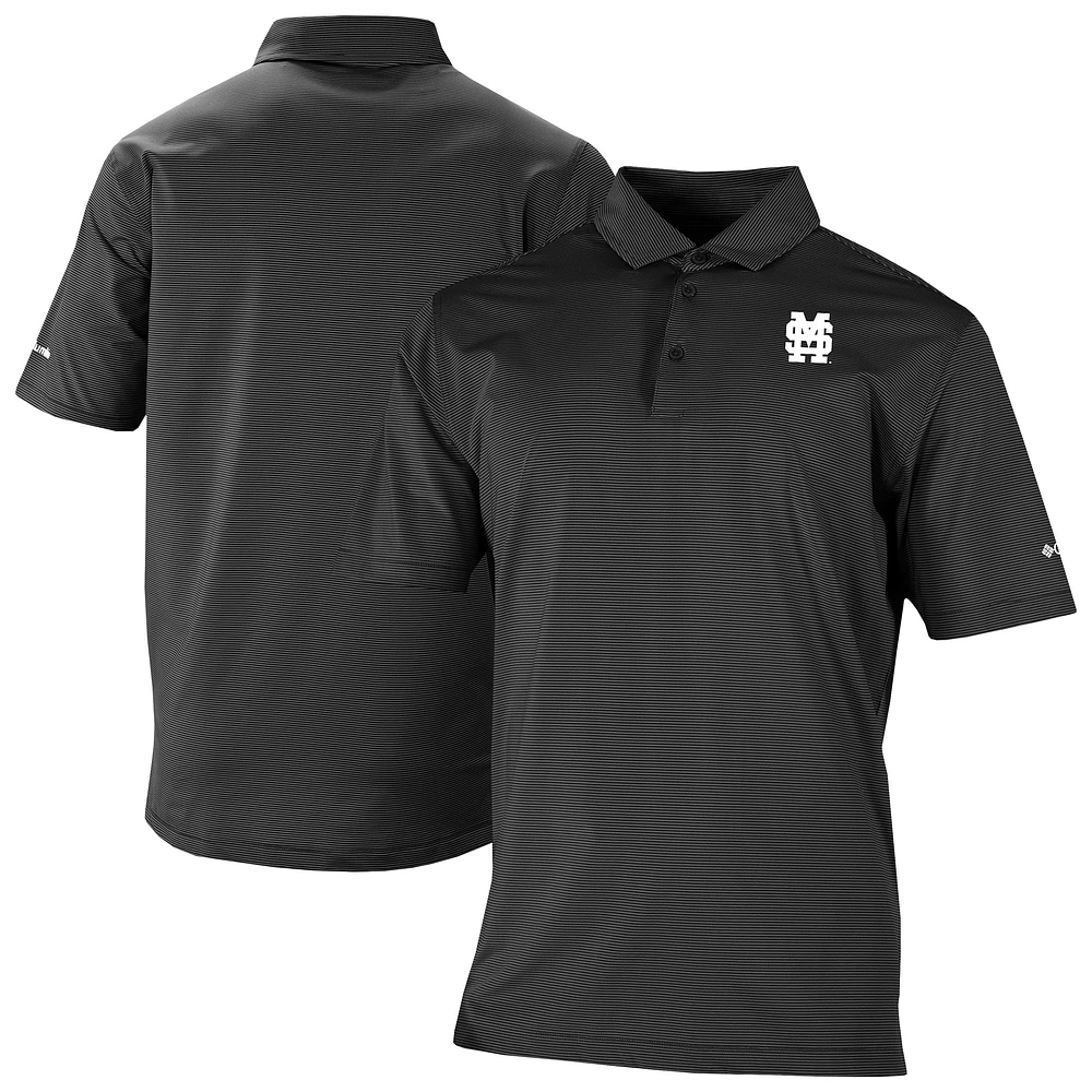 Men's Columbia Black Mississippi State Bulldogs Double Hit Polo