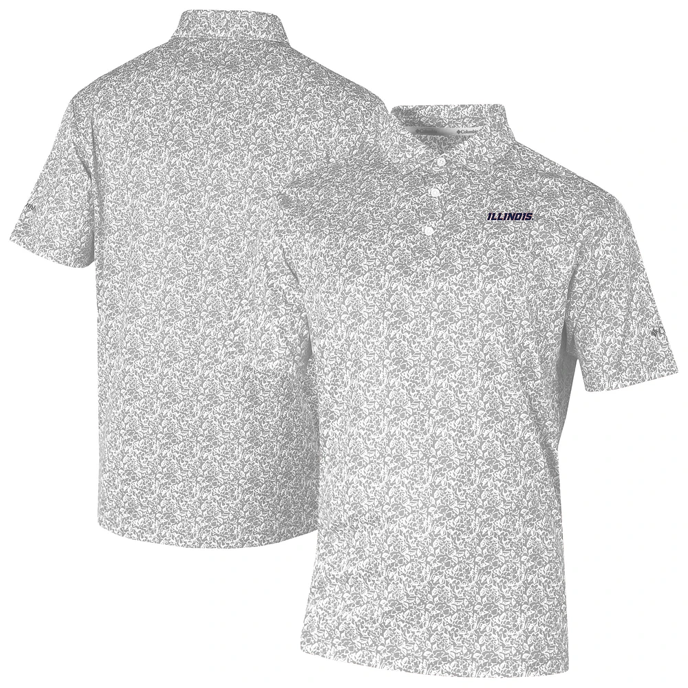 Men's Columbia Gray Illinois Fighting Illini Westside Country Polo