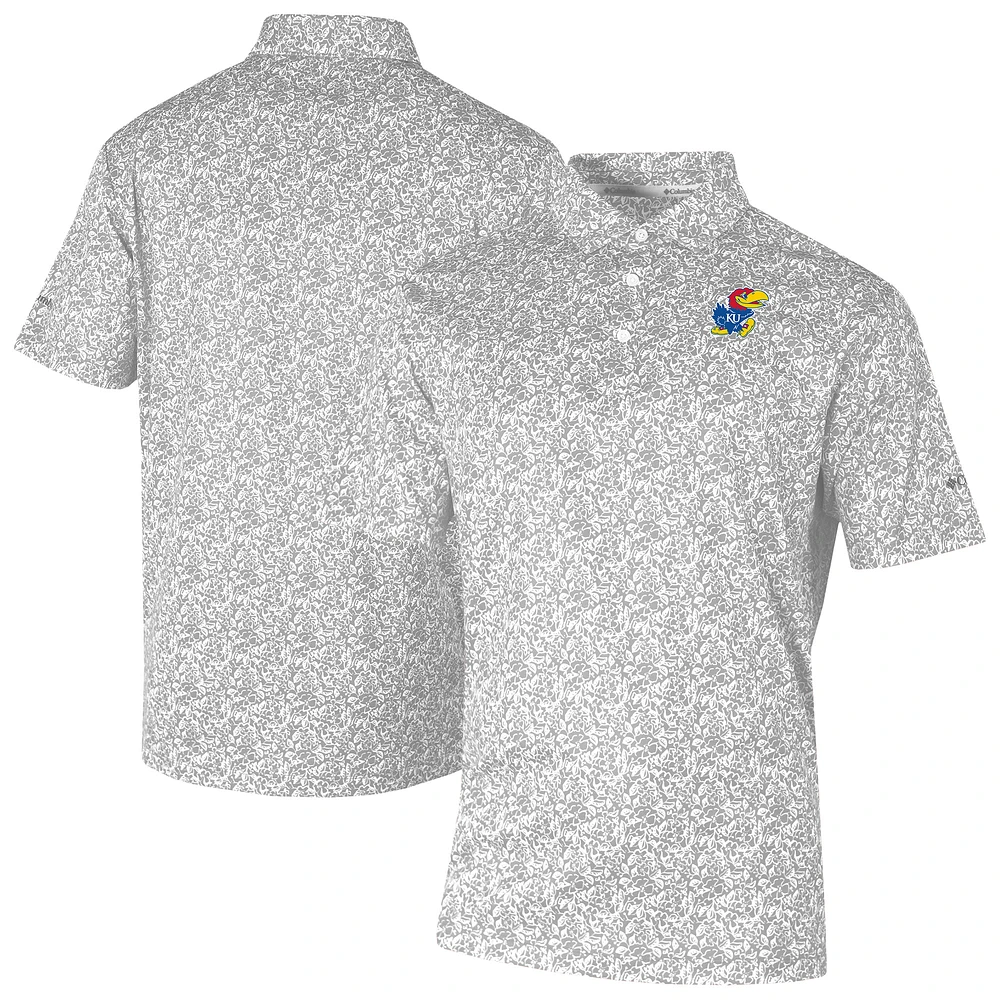 Men's Columbia Gray Kansas Jayhawks Westside Country Polo