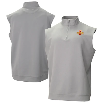 Men's Columbia Gray Iowa State Cyclones Omni-Wick Wickhams Hills Quarter-Zip Vest