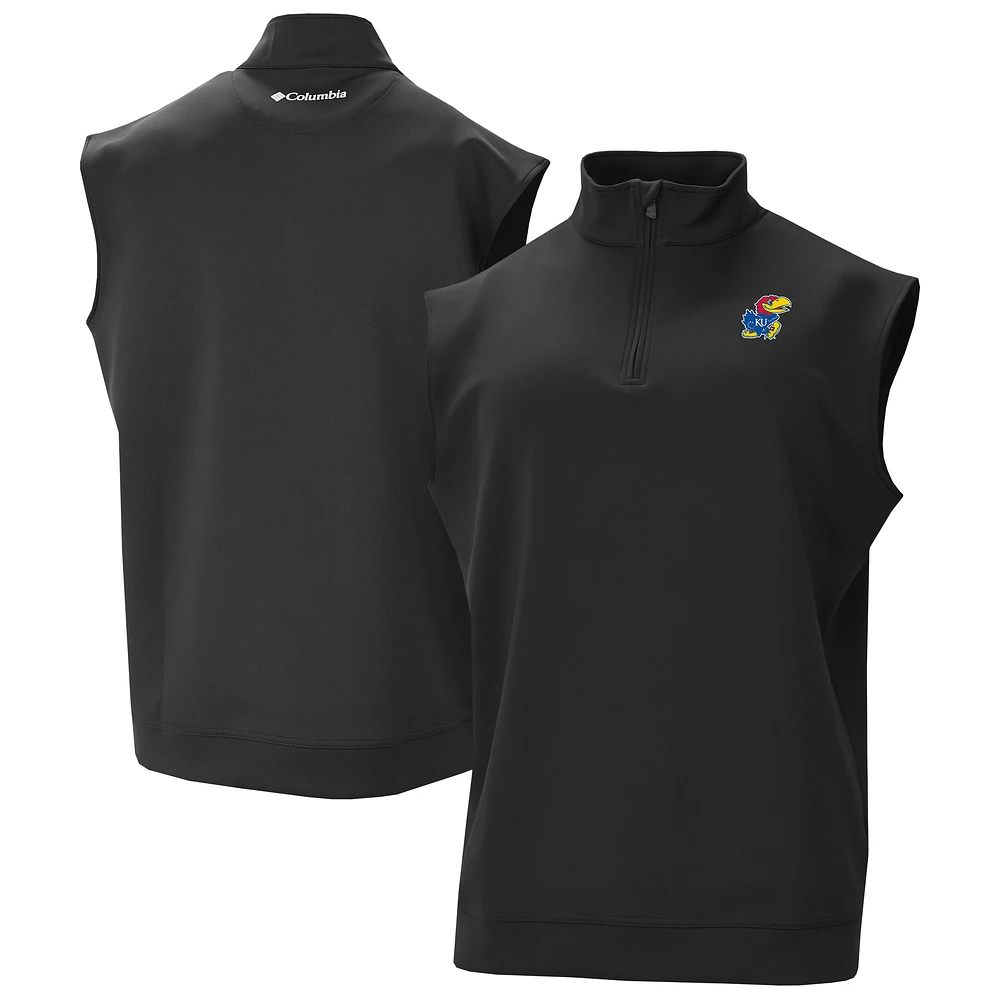 Men's Columbia Kansas Jayhawks Omni-Wick Wickhams Hills Quarter-Zip Vest