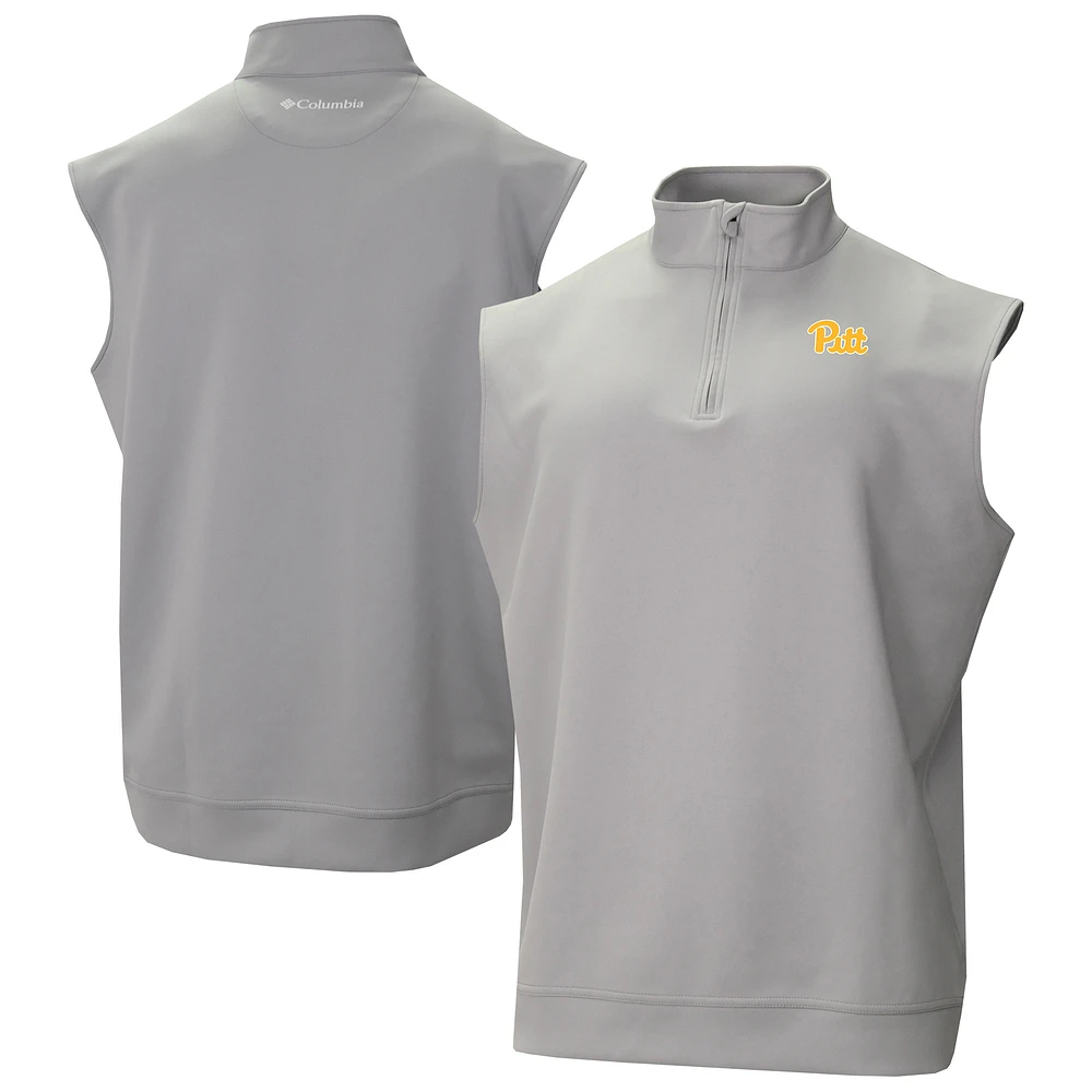 Men's Columbia Gray Pitt Panthers Omni-Wick Wickhams Hills Quarter-Zip Vest