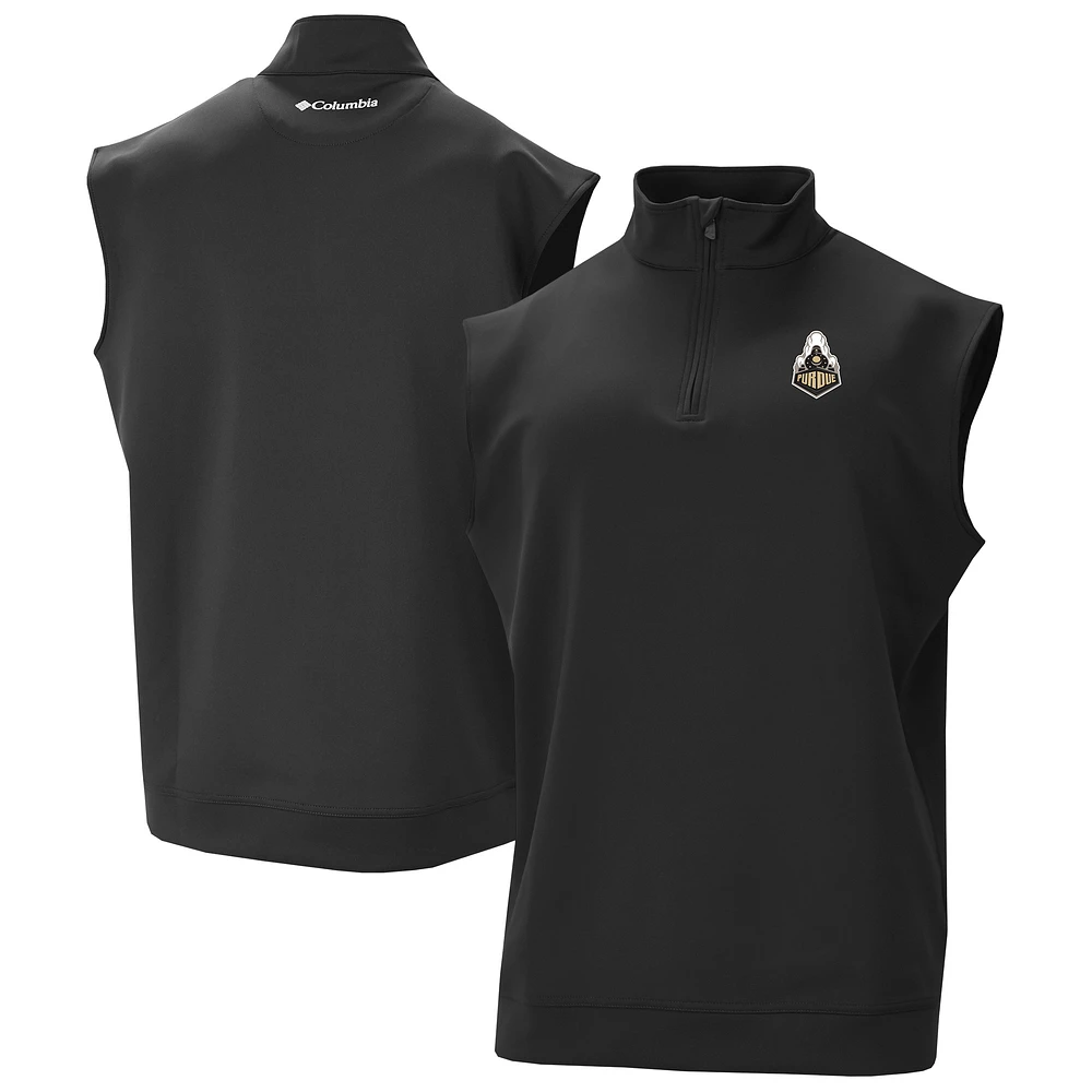 Men's Columbia Black Purdue Boilermakers Omni-Wick Wickhams Hills Quarter-Zip Vest