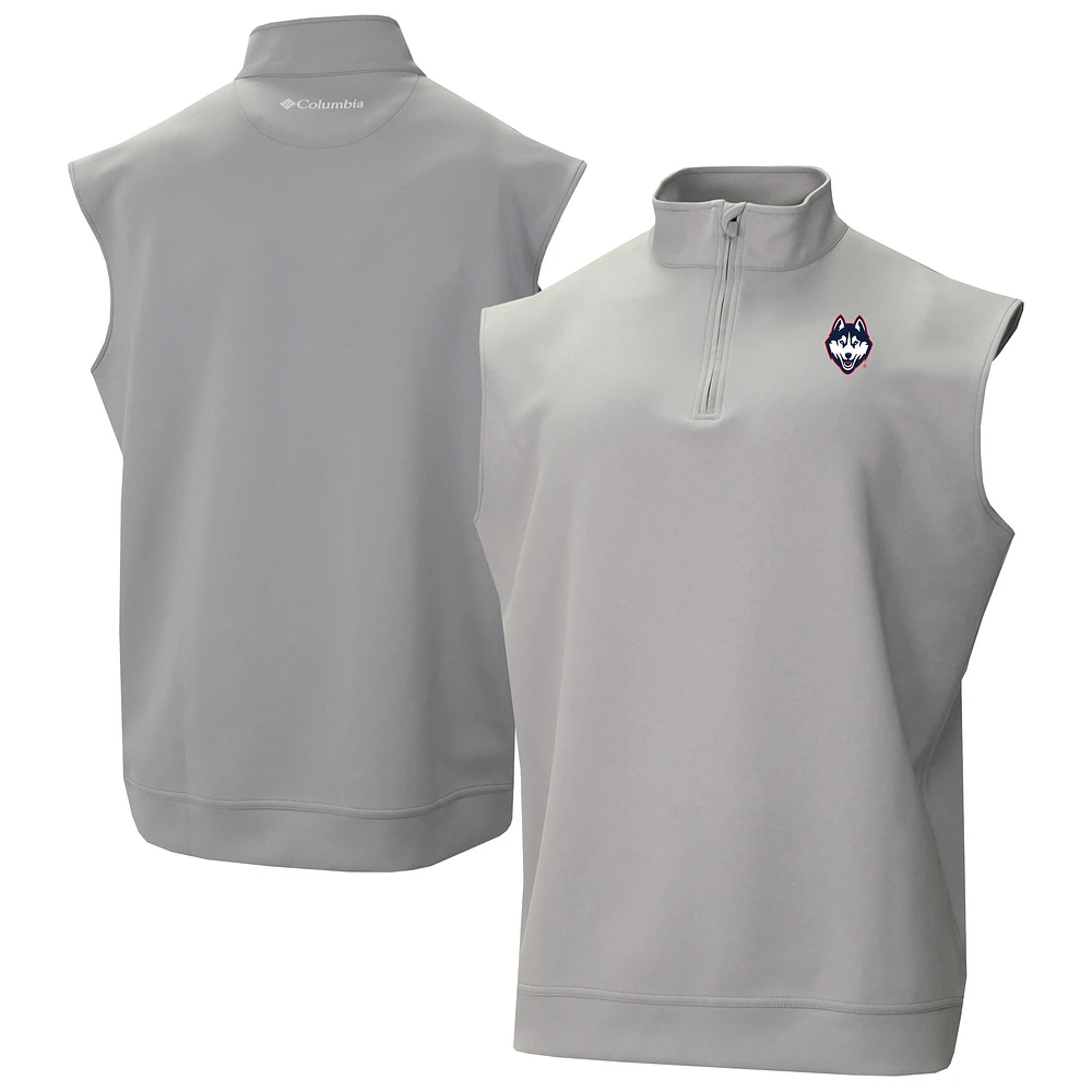 Men's Columbia Gray UConn Huskies Omni-Wick Wickhams Hills Quarter-Zip Vest
