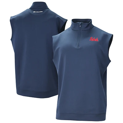 Men's Columbia Navy Ole Miss Rebels Omni-Wick Wickhams Hills Quarter-Zip Vest