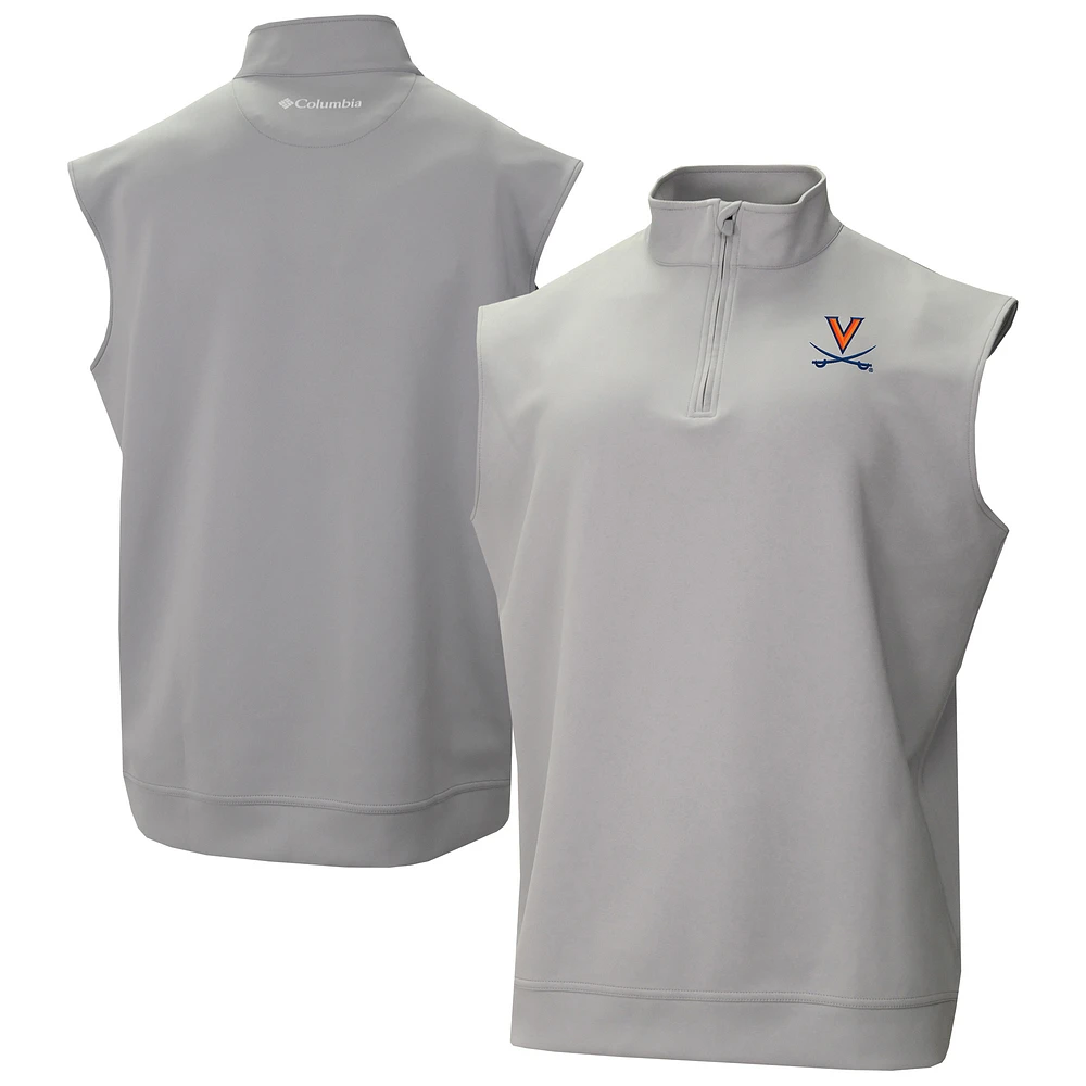 Men's Columbia Gray Virginia Cavaliers Omni-Wick Wickhams Hills Quarter-Zip Vest