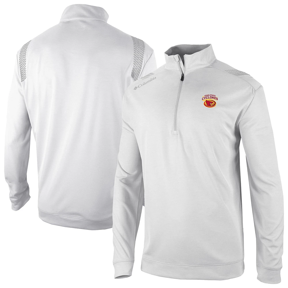 Men's Columbia White Iowa State Cyclones Oakland Downs Quarter-Zip Top