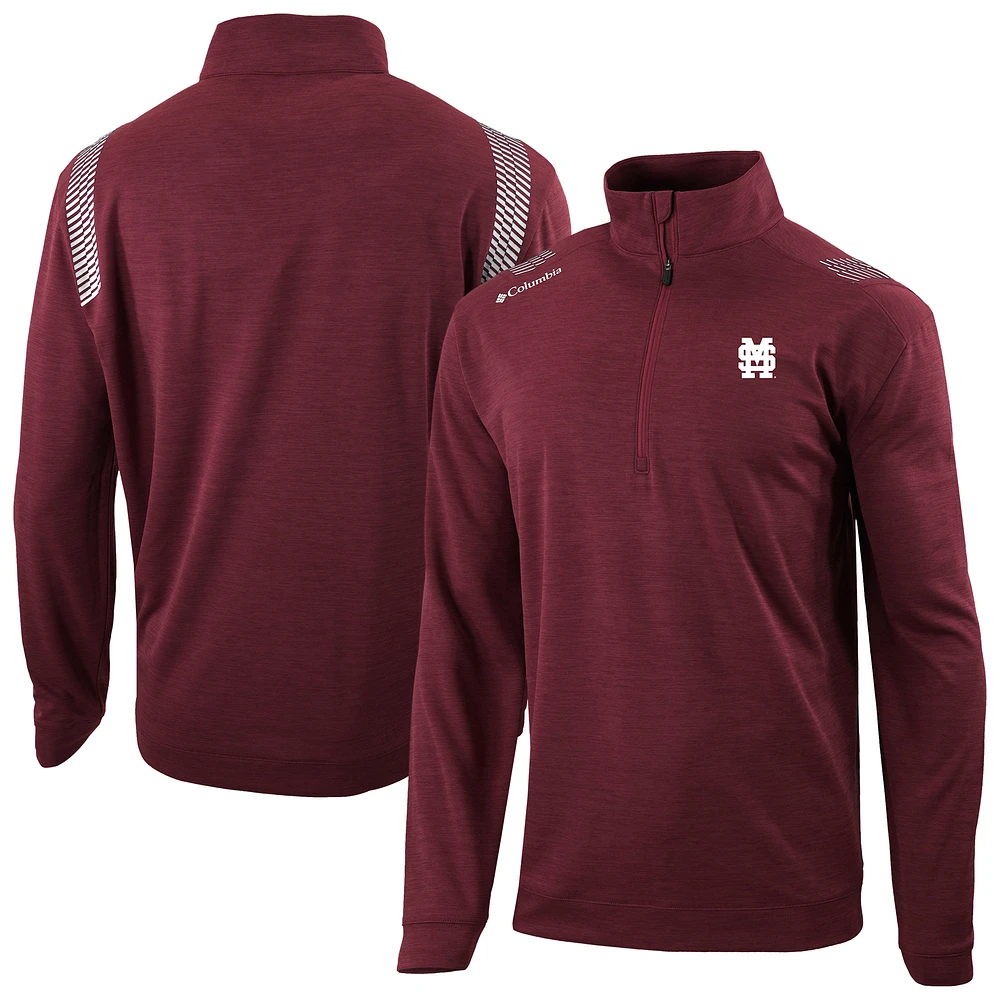 Men's Columbia Maroon Mississippi State Bulldogs Omni-Wick Oakland Downs Quarter-Zip Top