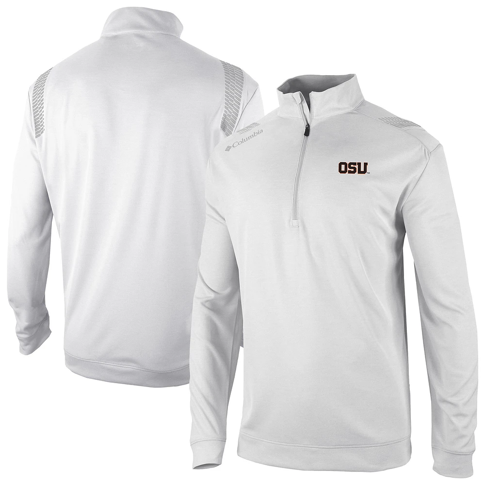 Men's Columbia White Oregon State Beavers Omni-Wick Oakland Downs Quarter-Zip Top