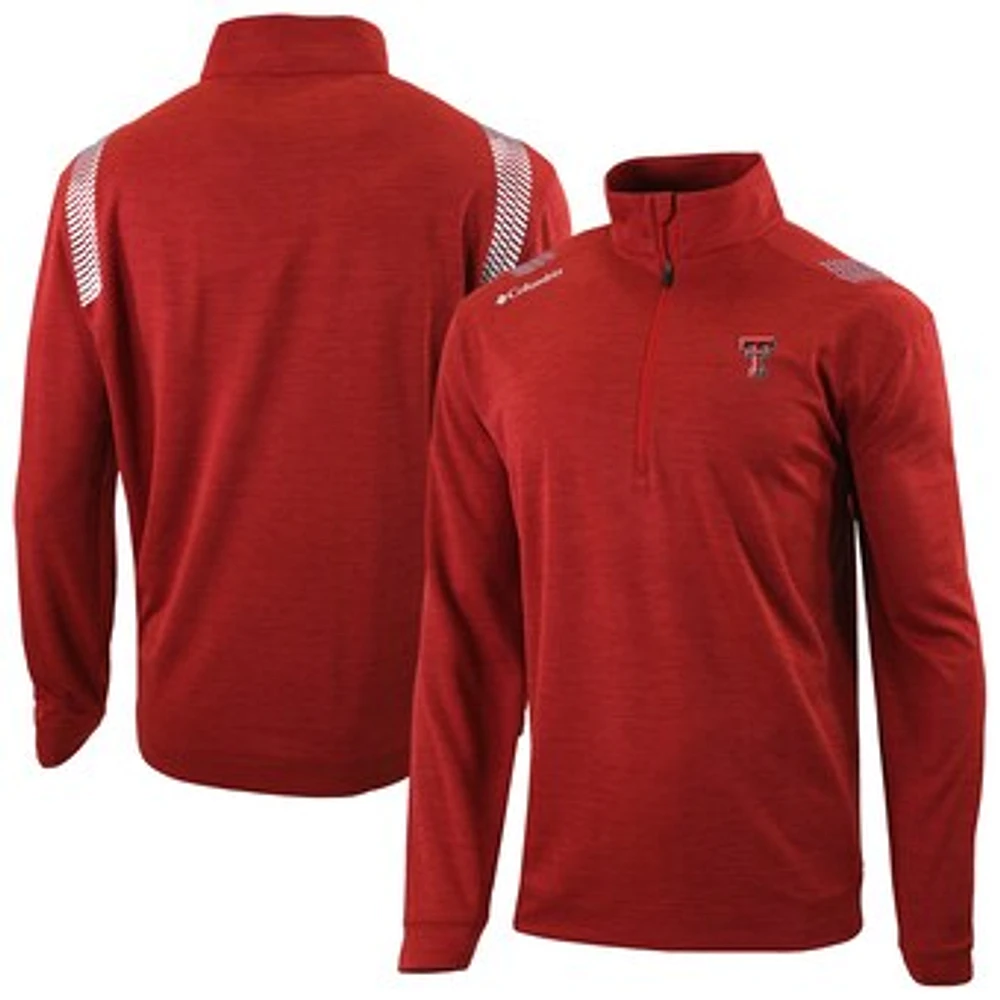 Men's Columbia Red Texas Tech Raiders Omni-Wick Oakland Downs Quarter-Zip Top