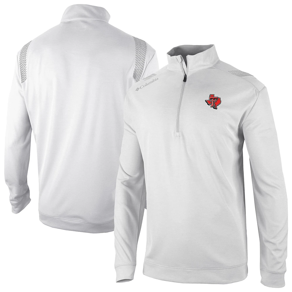 Men's Columbia White Texas Tech Red Raiders Oakland Downs Quarter-Zip Top