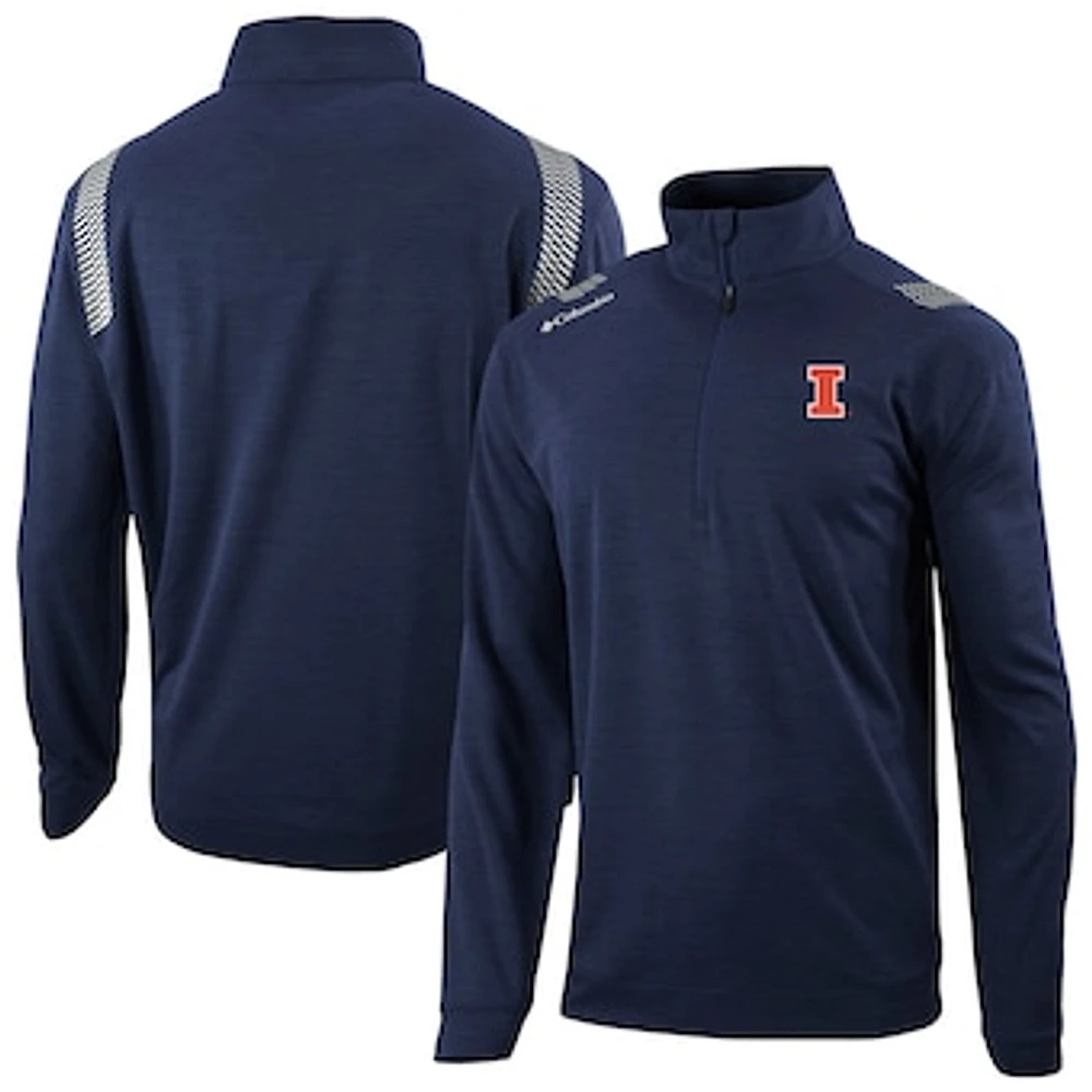Men's Columbia Navy Illinois Fighting Illini Omni-Wick Oakland Downs Quarter-Zip Top