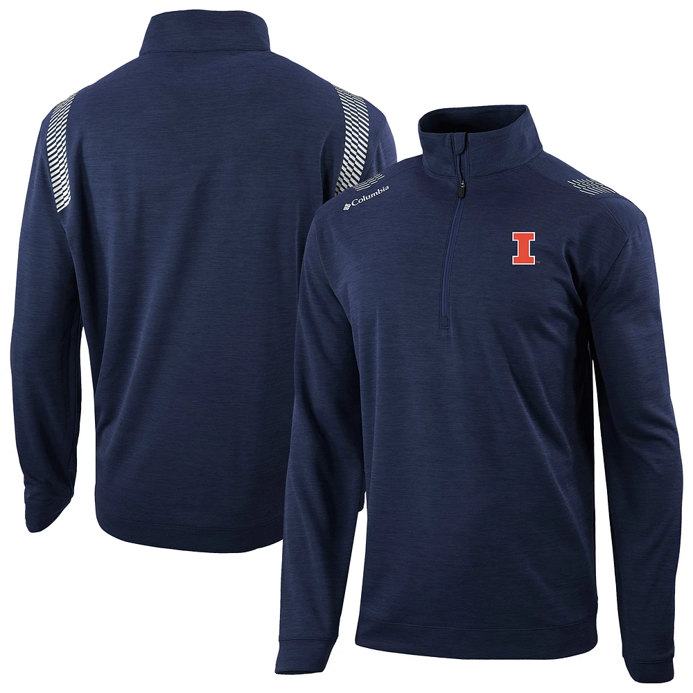 Men's Columbia Navy Illinois Fighting Illini Omni-Wick Oakland Downs Quarter-Zip Top