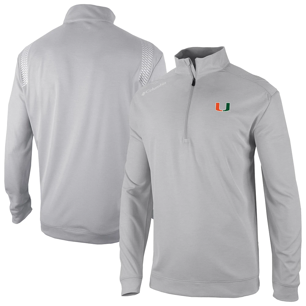 Men's Columbia Gray Miami Hurricanes Oakland Downs Quarter-Zip Top
