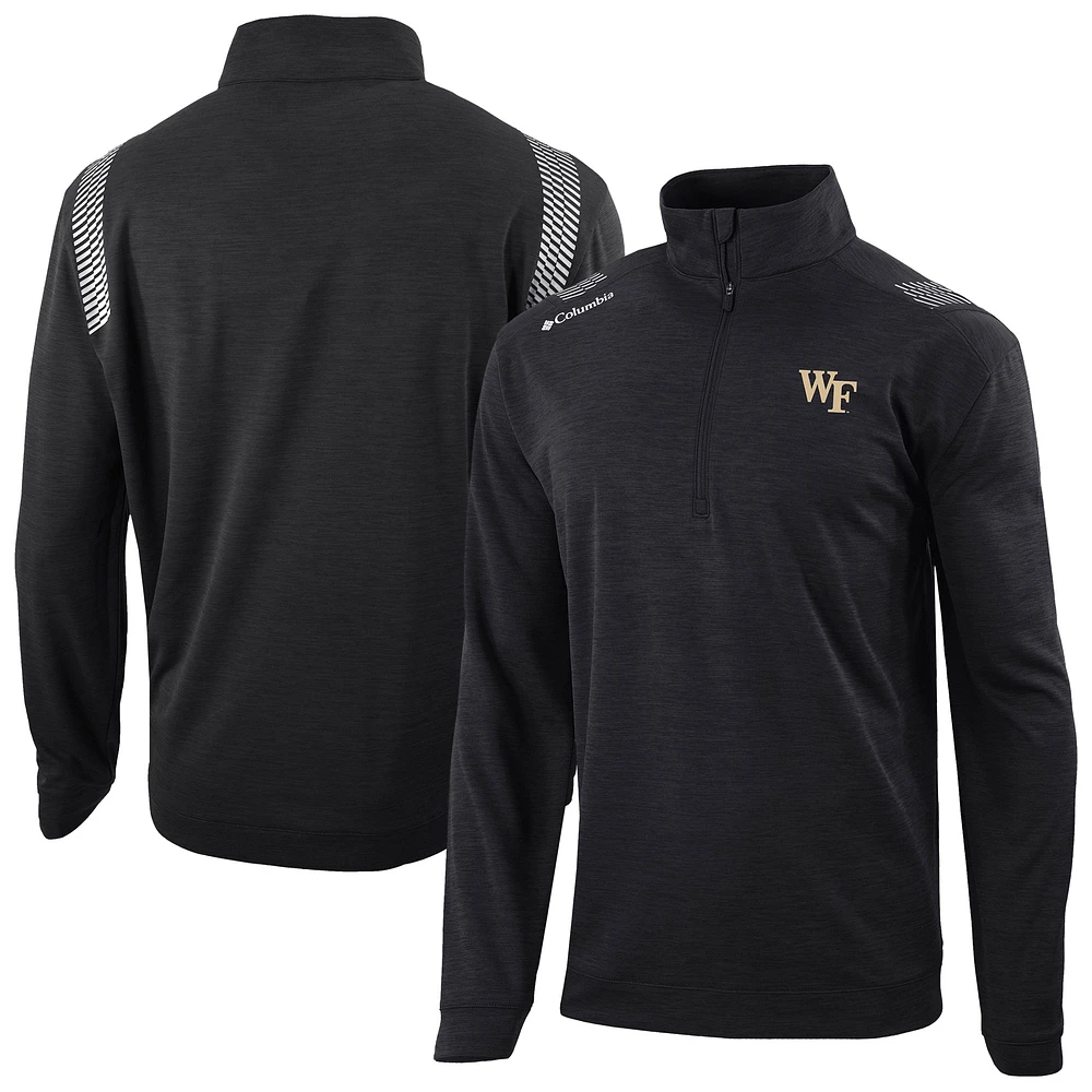 Men's Columbia Black Wake Forest Demon Deacons Omni-Wick Oakland Downs Quarter-Zip Top