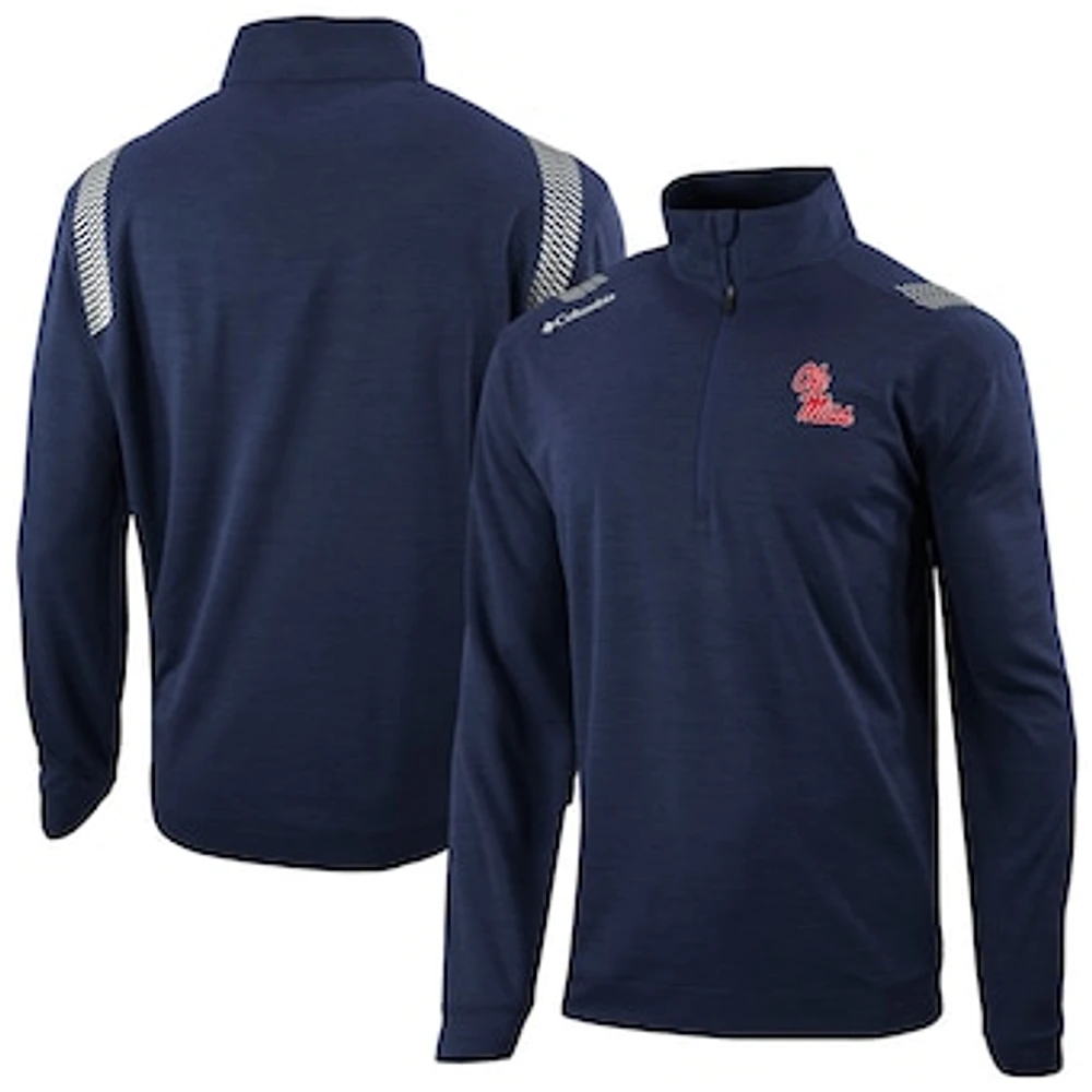 Men's Columbia Navy Ole Miss Rebels Omni-Wick Oakland Downs Quarter-Zip Top