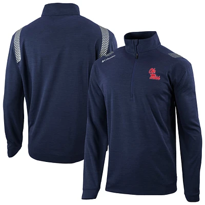 Men's Columbia Navy Ole Miss Rebels Omni-Wick Oakland Downs Quarter-Zip Top