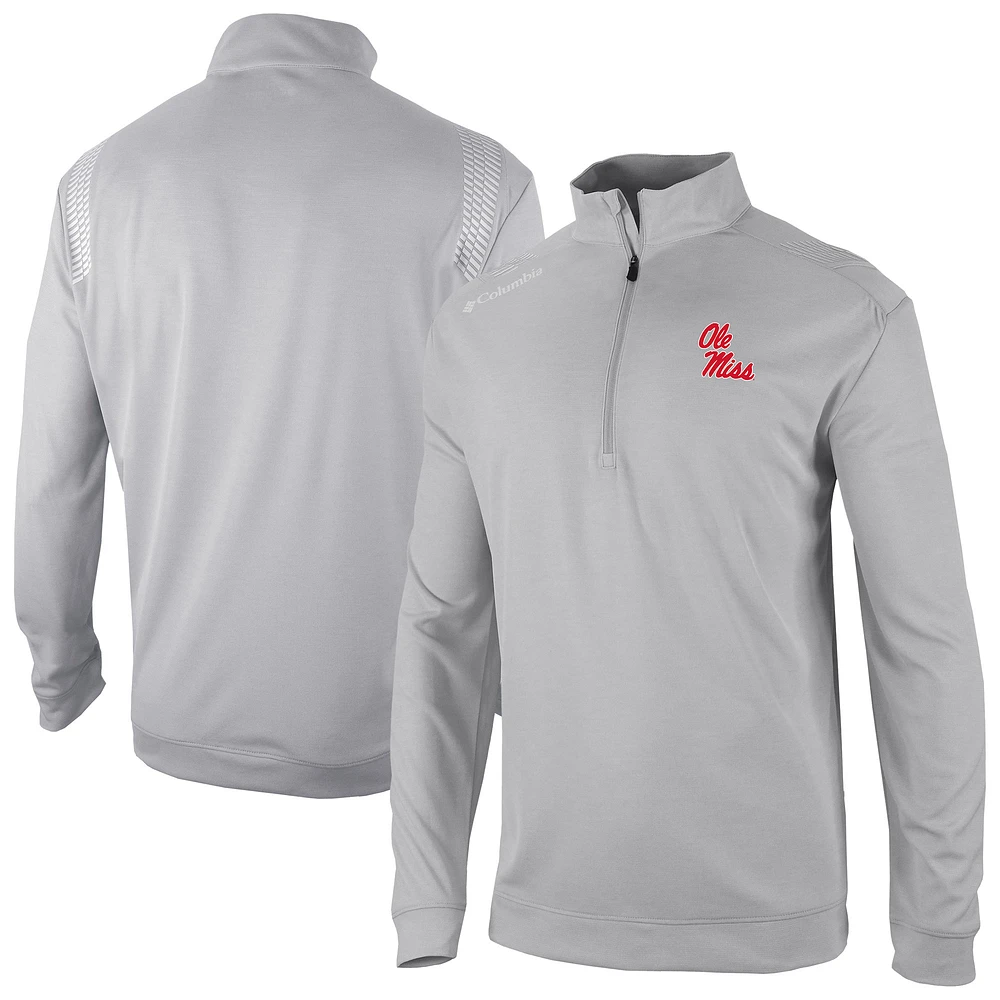 Men's Columbia Gray Ole Miss Rebels Oakland Downs Quarter-Zip Top