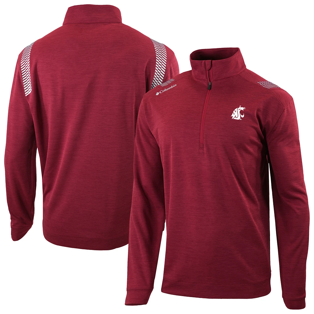 Men's Columbia Crimson Washington State Cougars Oakland Downs Quarter-Zip Top