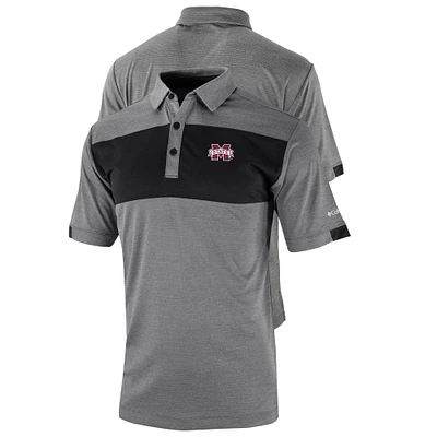 Men's Columbia Gray/Black Mississippi State Bulldogs Omni-Wick Total Control Polo
