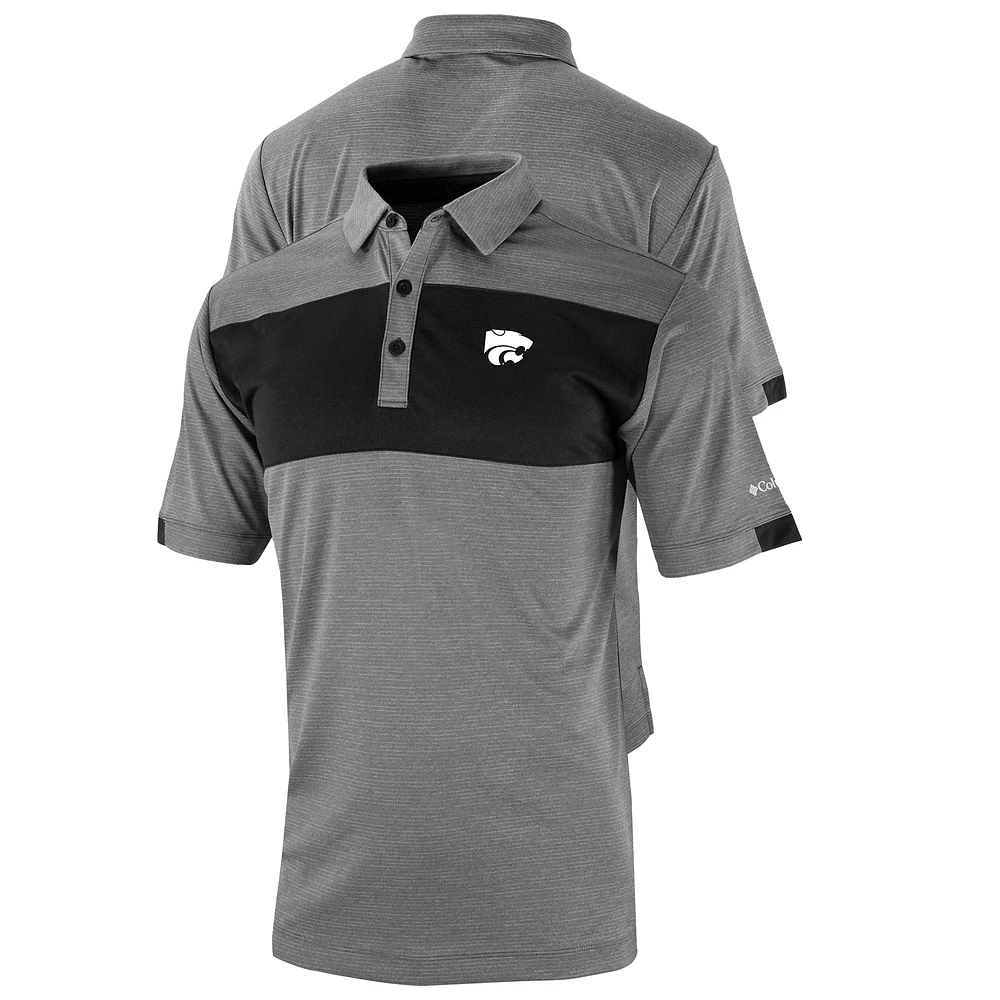 Men's Columbia Gray/Black Kansas State Wildcats Omni-Wick Total Control Polo