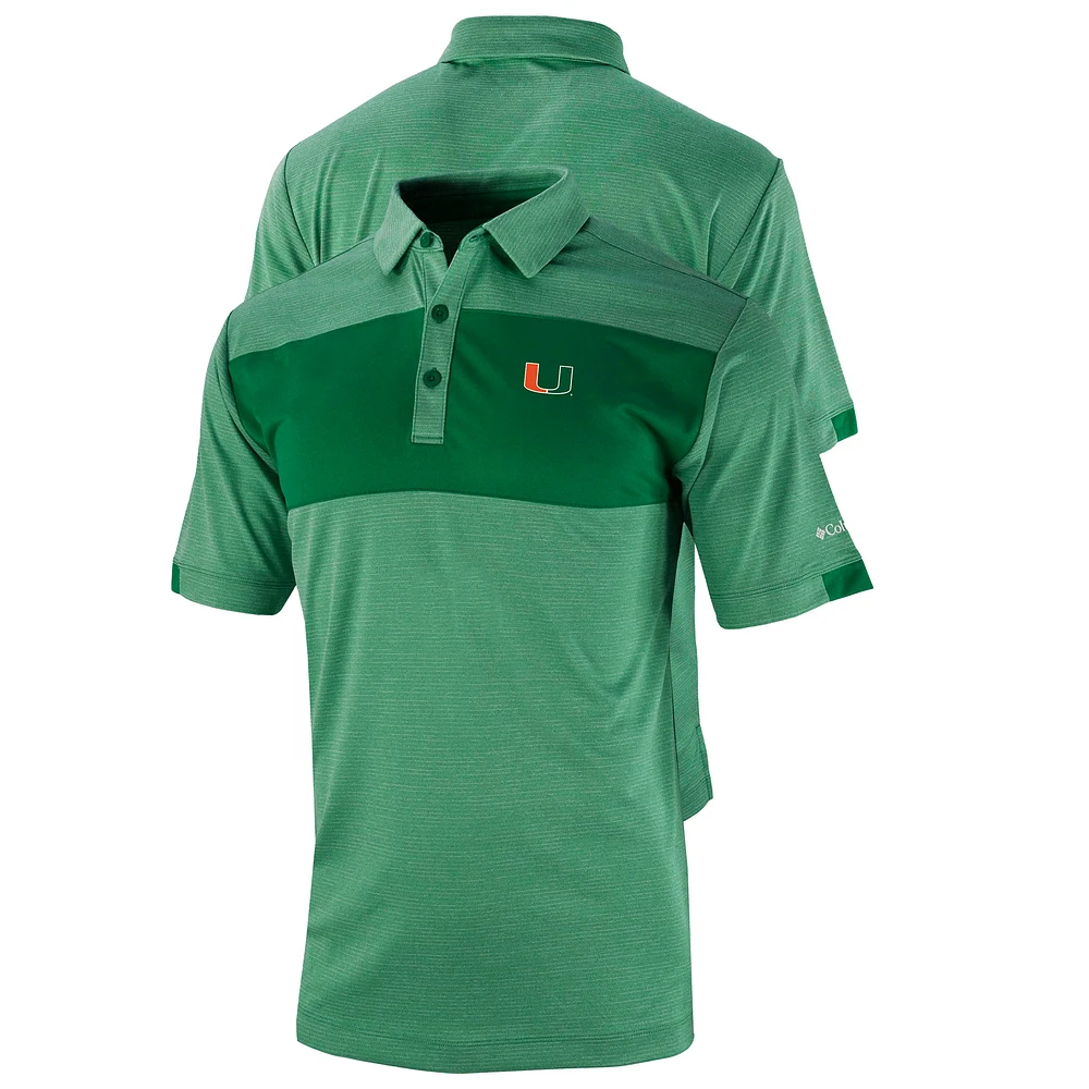 Men's Columbia Green Miami Hurricanes Omni-Wick Total Control Polo