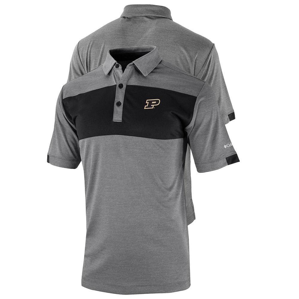 Men's Columbia Gray/Black Purdue Boilermakers Omni-Wick Total Control Polo