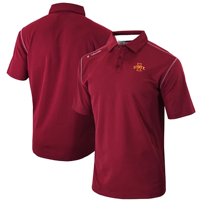 Men's Columbia Red Iowa State Cyclones Omni-Wick Shotgun Polo