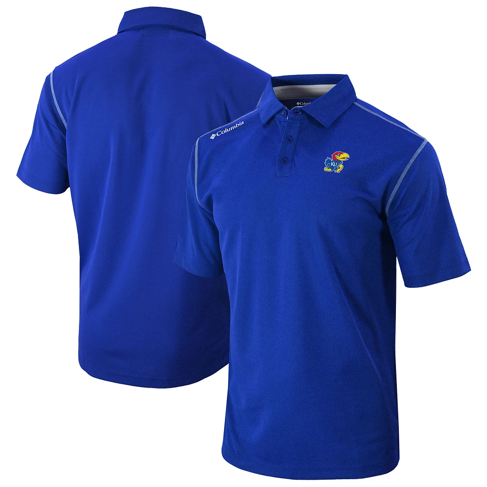 Men's Columbia Royal Kansas Jayhawks Omni-Wick Shotgun Polo