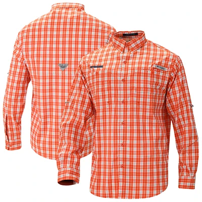 Men's Columbia Orange Syracuse Super Tamiami Omni-Shade Long Sleeve Button-Down Shirt