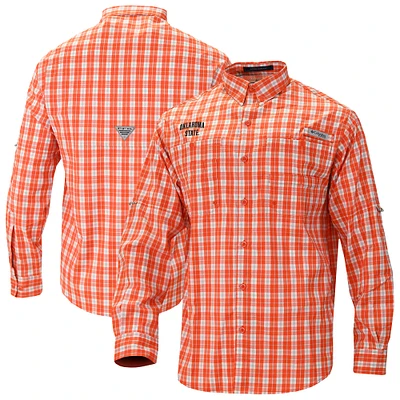 Men's Columbia Orange Oklahoma State Cowboys Super Tamiami Omni-Shade Long Sleeve Button-Down Shirt