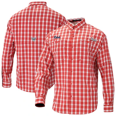 Men's Columbia Red Ole Miss Rebels Super Tamiami Omni-Shade Long Sleeve Button-Down Shirt