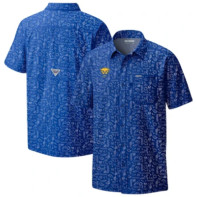 Men's Columbia Royal Pitt Panthers Super Slack Tide Omni-Wick Button-Up Shirt