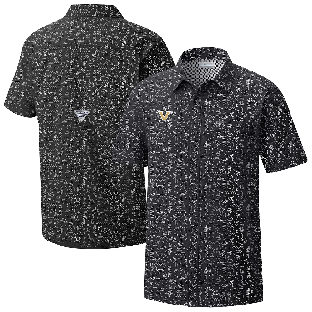 Men's Columbia Black Vanderbilt Commodores Super Slack Tide Omni-Wick Button-Up Shirt