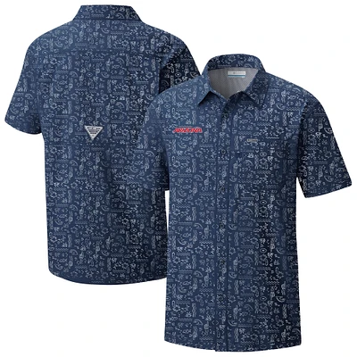 Men's Columbia Navy Arizona Wildcats Super Slack Tide Omni-Wick Button-Up Shirt