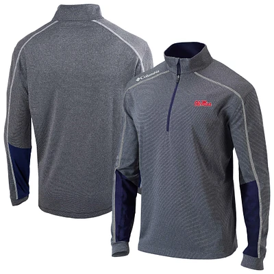 Men's Columbia Heather Gray Ole Miss Rebels Omni-Wick Shotgun 2.0 Quarter-Zip Top