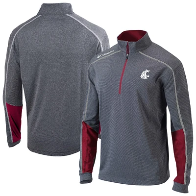 Men's Columbia Heather Gray Washington State Cougars Omni-Wick Shotgun 2.0 Quarter-Zip Top